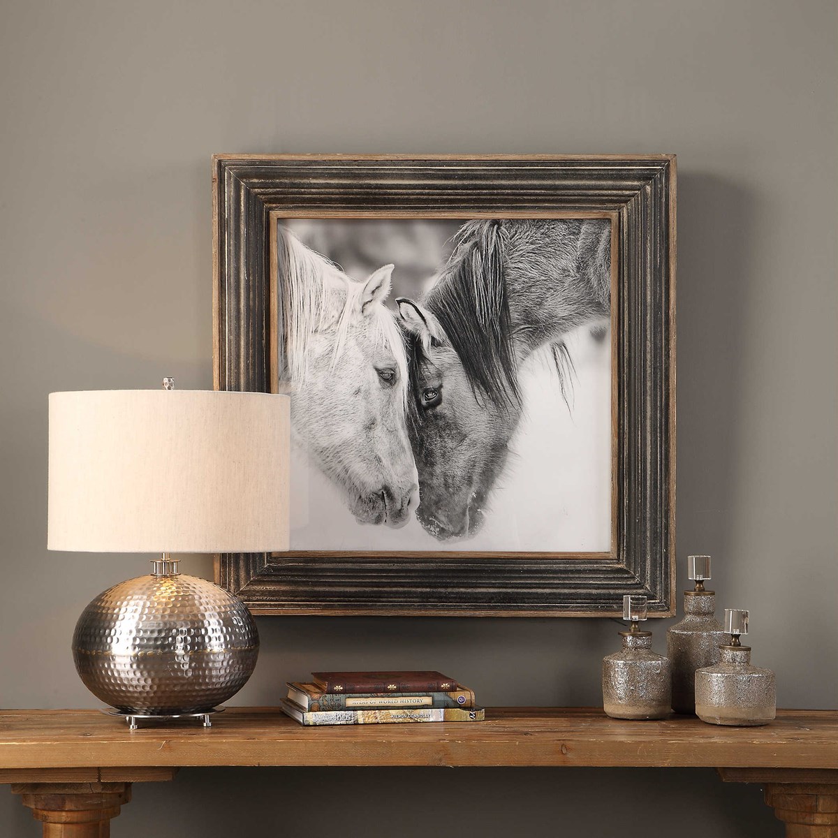 Custom Black and White Horses Framed Print #2